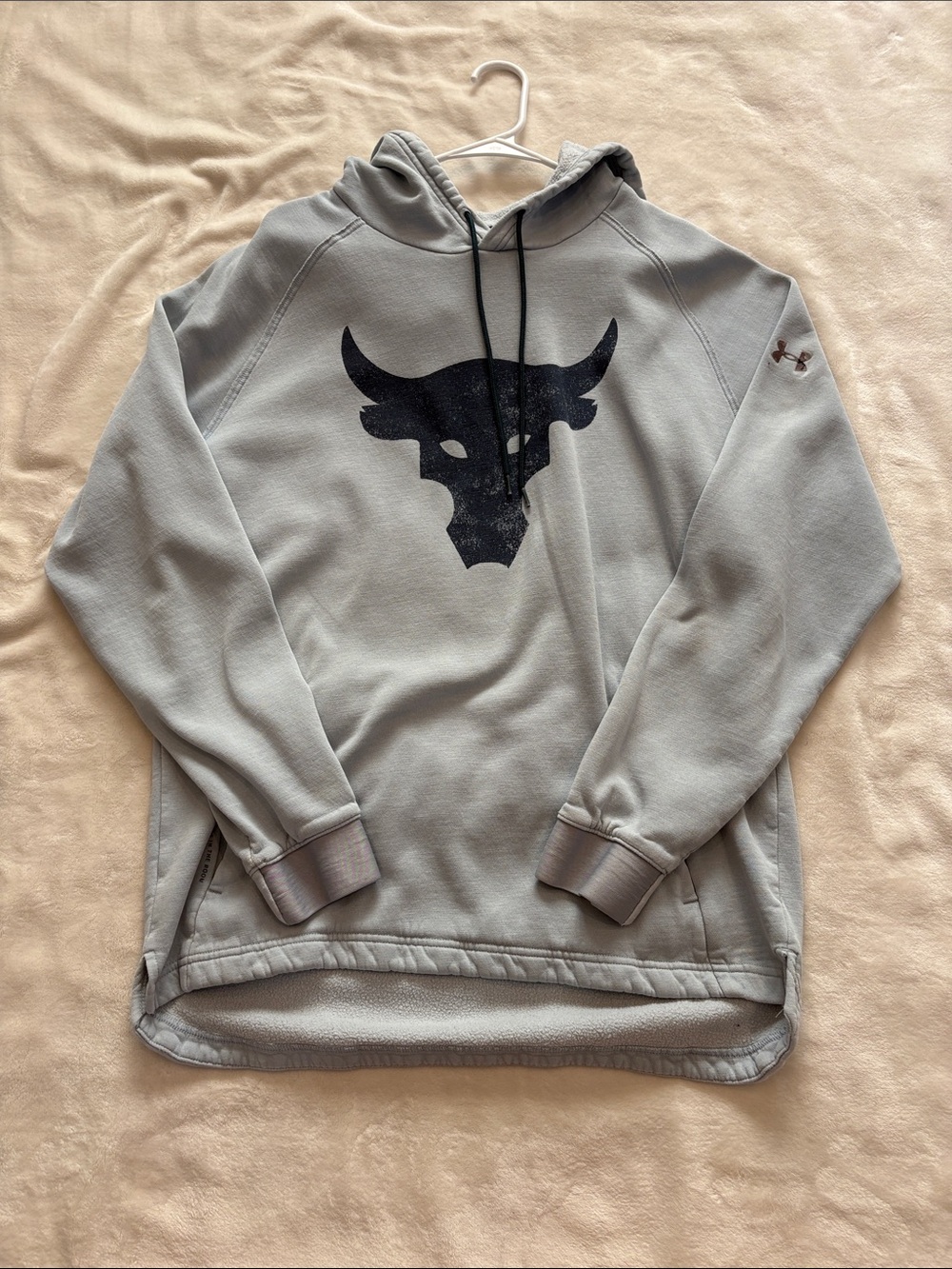 Men’s Under Armour “The Rock” Hoodie (Grey with navy blue logo)